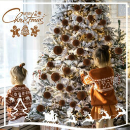 Amorly 32Pcs Velvet Christmas Tree Ornaments Set, Brown Flocked Hanging Christmas Balls Ornaments For Xmas Tree Holiday Home Party Decor - thumbnail 3
