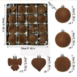 Amorly 32Pcs Velvet Christmas Tree Ornaments Set, Brown Flocked Hanging Christmas Balls Ornaments For Xmas Tree Holiday Home Party Decor - thumbnail 5
