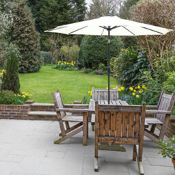Glamhaus Garden Parasol Solar Led 2.7M ,tilting Table Umbrella With Crank Handle, Protection Uv40, Includes Parasol Cover- Cream - thumbnail 6