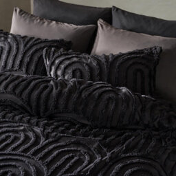 Ohs Tufted Arches Bedding Set Duvet Cover With Pillowcase, Black - Double - thumbnail 2
