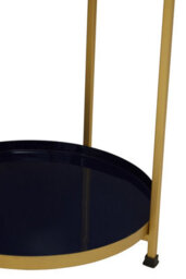 Orsina  Versatile Two Tier Side Table, Small Side Table, Stylish Round Lounge Table, Brass Finish Bedside Table - thumbnail 4