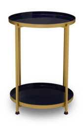 Orsina  Versatile Two Tier Side Table, Small Side Table, Stylish Round Lounge Table, Brass Finish Bedside Table - thumbnail 1