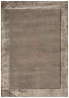 Handmade Modern Rug, Taupe Rug For Bedroom, & Living Room, Bordered Handmade Dining Room Rug, Wool Rug-120Cm X 170Cm - image 1