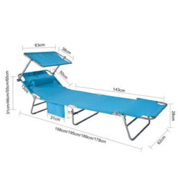 Sobuy Ogs48-B, Folding Chair Sun Lounger With Adjustable Sun Shade And Backrest,blue,w193Xd55.5Xh103 - thumbnail 3