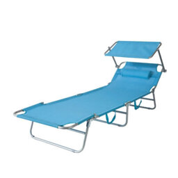 Sobuy Ogs48-B, Folding Chair Sun Lounger With Adjustable Sun Shade And Backrest,blue,w193Xd55.5Xh103 - thumbnail 2