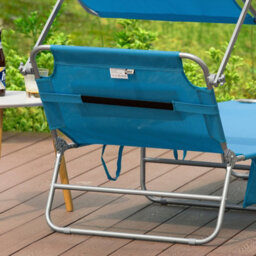 Sobuy Ogs48-B, Folding Chair Sun Lounger With Adjustable Sun Shade And Backrest,blue,w193Xd55.5Xh103 - thumbnail 7