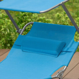 Sobuy Ogs48-B, Folding Chair Sun Lounger With Adjustable Sun Shade And Backrest,blue,w193Xd55.5Xh103 - thumbnail 5