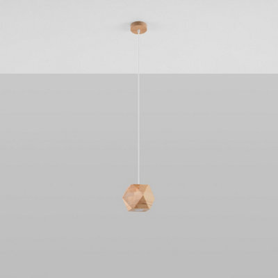 Sollux Lighting Woody Wood Natural 1 Light Classic Pendant Ceiling Light - image 1
