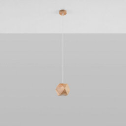 Sollux Lighting Woody Wood Natural 1 Light Classic Pendant Ceiling Light - thumbnail 1