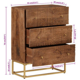 Berkfield Chest Of Drawers 55X30X76 Cm Solid Wood Mango And Iron - thumbnail 9
