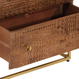 Berkfield Chest Of Drawers 55X30X76 Cm Solid Wood Mango And Iron - thumbnail 7