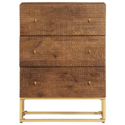 Berkfield Chest Of Drawers 55X30X76 Cm Solid Wood Mango And Iron - thumbnail 3
