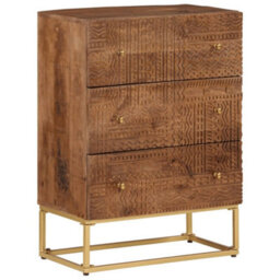 Berkfield Chest Of Drawers 55X30X76 Cm Solid Wood Mango And Iron - thumbnail 1