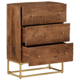 Berkfield Chest Of Drawers 55X30X76 Cm Solid Wood Mango And Iron - thumbnail 2