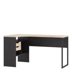 Furniture To Go Function Plus Corner Desk With 2 Drawers In Black And Oak  (W) 145.1 X (H) 76.8 X (D) 81Cm