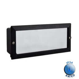 Valuelights Thornton Modern Outdoor Ip54 Rated Black Aluminium And Frosted Glass Brick Light