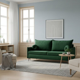 Leon M Upholstered Sofa Bed With Dl Sleeping Function Bedding Storage Metal Legs 216X96X101 Cm 200X140 Cm Green - thumbnail 2