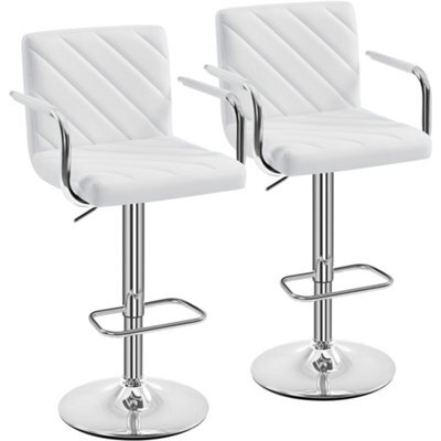 Yaheetech Set Of 2 Faux Leather Bar Stools White - image 1