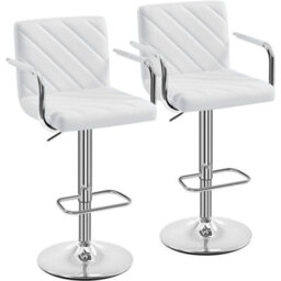 Yaheetech Set Of 2 Faux Leather Bar Stools White - thumbnail 1