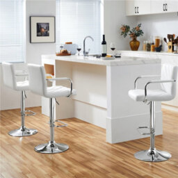 Yaheetech Set Of 2 Faux Leather Bar Stools White - thumbnail 2