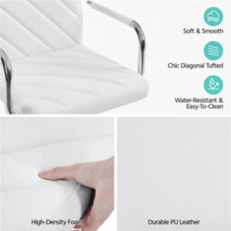 Yaheetech Set Of 2 Faux Leather Bar Stools White - thumbnail 5