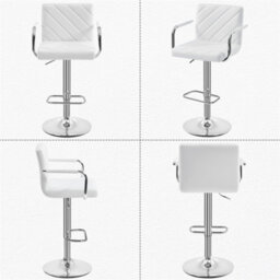 Yaheetech Set Of 2 Faux Leather Bar Stools White - thumbnail 3