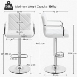 Yaheetech Set Of 2 Faux Leather Bar Stools White - thumbnail 4