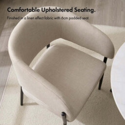 2Pc Dining Chairs Set, Cream & Black Upholstered Kitchen Chairs - thumbnail 5