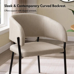 2Pc Dining Chairs Set, Cream & Black Upholstered Kitchen Chairs - thumbnail 4