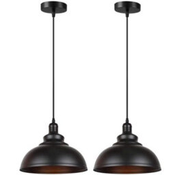 Ledsone Industrial Black Pendant Light 95Cm Height Adjustable With E27 Holder 2 Pack For Living Room Dining Room Kitchen - thumbnail 1