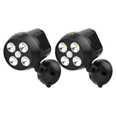 Nicrew Battery Powered Outdoor Led Security Light, Pack Of 2, Pir Motion Sensor Spotlight, Weatherproof Wall For Garden Walkways