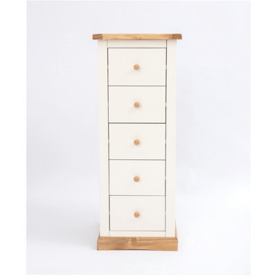Cabinet Bits Trevi 5 Drawer Narrow Chest Of Drawers Wood Knob - image 1