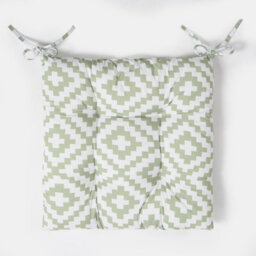 OHS Seat Pads 2 Garden Chairs Cover Ties Sage Geo Outdoor Cushions - thumbnail 4