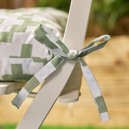 OHS Seat Pads 2 Garden Chairs Cover Ties Sage Geo Outdoor Cushions - thumbnail 3