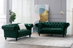 Home Detail Mayfair Velvet Fabric 2 Seater Sofa, Green - thumbnail 7