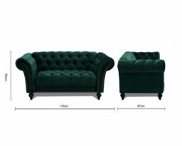 Home Detail Mayfair Velvet Fabric 2 Seater Sofa, Green - thumbnail 8