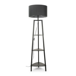 Valuelights Hiru Black 3 Tier Shelf Floor Lamp With Charcoal Drum Shade - thumbnail 7