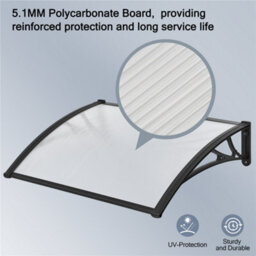 Yaheetech Black Outdoor Awning Canopy For Window Front Door Porch, 100 X 76 Cm - thumbnail 5