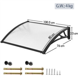 Yaheetech Black Outdoor Awning Canopy For Window Front Door Porch, 100 X 76 Cm - thumbnail 4