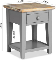 Statement Furniture Florence 1 Drawer Lamp Side Table- Dove Grey - thumbnail 2