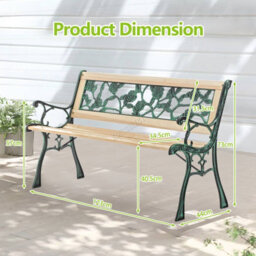 Birchtree 3 Seater Wooden Slat Garden Bench Seat Rose Style Cast Iron Legs - thumbnail 4