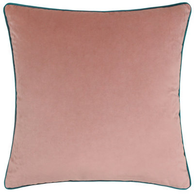 furn. Furn Meridian Velvet Piped Feather Filled Cushion, Blush/teal, 55 X 55Cm - image 1