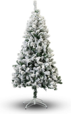 Shatchi 4Ft Yukon Pine Artificial Green Christmas Tree Snow Flocked 230 Tips Branches Snowy Bushy Home Decorations - image 1