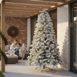 Shatchi 4Ft Yukon Pine Artificial Green Christmas Tree Snow Flocked 230 Tips Branches Snowy Bushy Home Decorations - thumbnail 5