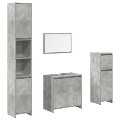 Berkfield Durable 4 Piece Bathroom Furniture Set Concrete Grey Engineered Wood