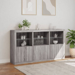 Berkfield Sideboard With Led Lights Grey Sonoma 181.5X37X100 Cm - thumbnail 4