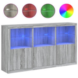 Berkfield Sideboard With Led Lights Grey Sonoma 181.5X37X100 Cm - thumbnail 2