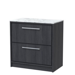 Hudson Reed Lille Floor Standing 2 Drawer Countertop Vanity & Marble Worktop, Graphite Woodgrain, 810 X 460 mm - thumbnail 2