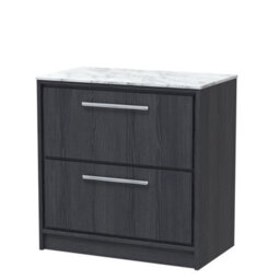 Hudson Reed Lille Floor Standing 2 Drawer Countertop Vanity & Marble Worktop, Graphite Woodgrain, 810 X 460 mm