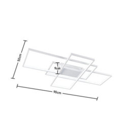 Living And Home 3 Lights White Neutral Style Rectangular Led Semi Flush Ceiling Light Fixture 90Cm Cool White - thumbnail 5